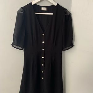 Black button front dress